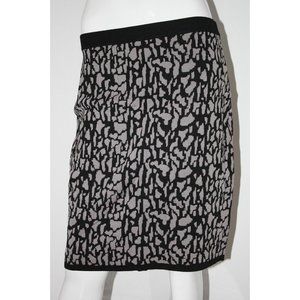 CARMEN by Carmen Marc Valvo GREY BLACK Fitted SKIRT Rayon Nylon ( L )